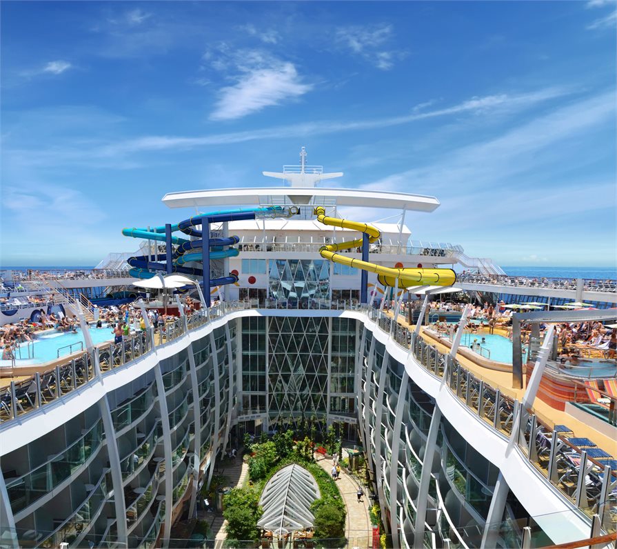 Hydro slides and pools onboard Royal Caribbean's Allure of the Seas 